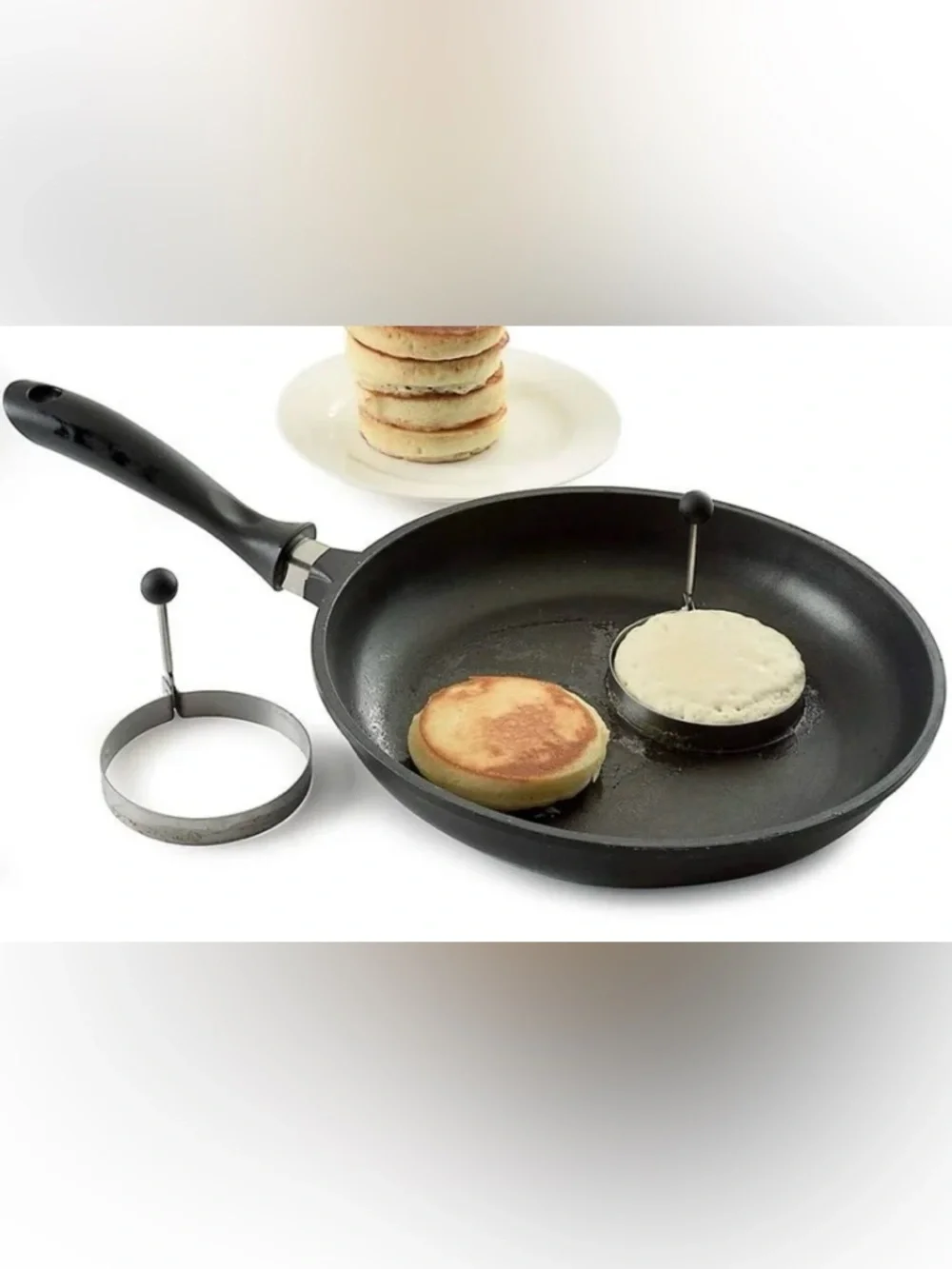 🆕Norpro Stainless Steel Egg Rings – Set of (2) Foldable Handles